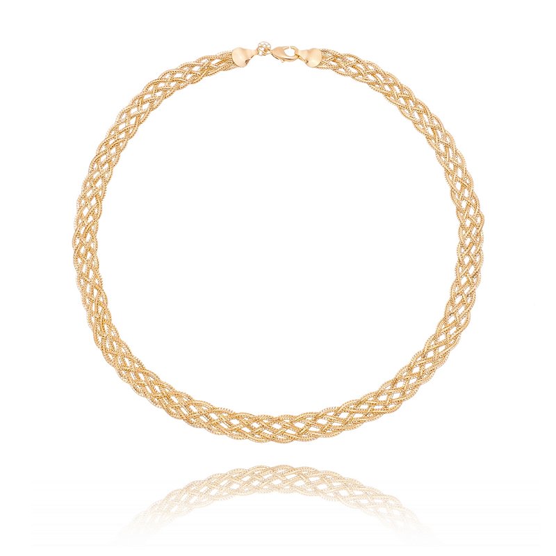 Gargantilha trançada 6 fios folheada a ouro 18k 40cm