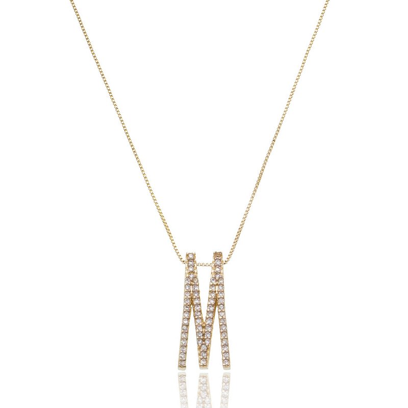 Gargantilha letra com zircônias folheada a ouro 18k