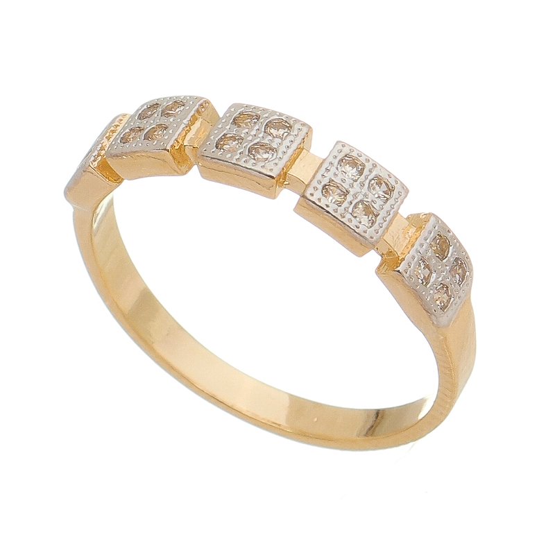 Anel cinco quadrados folheado a ouro 18k