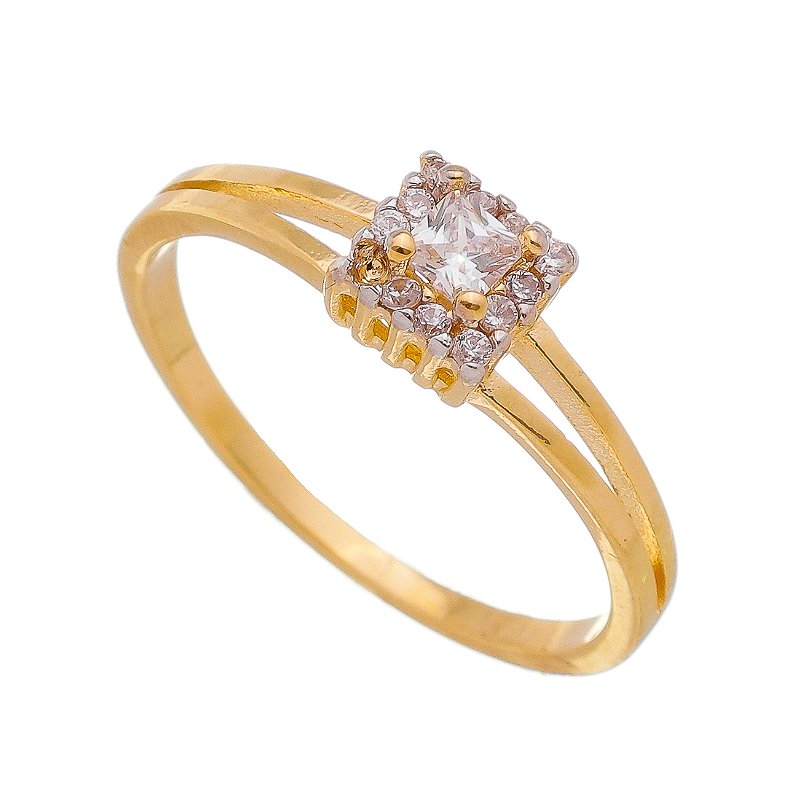Anel vazado com zircônia folheado a ouro 18k