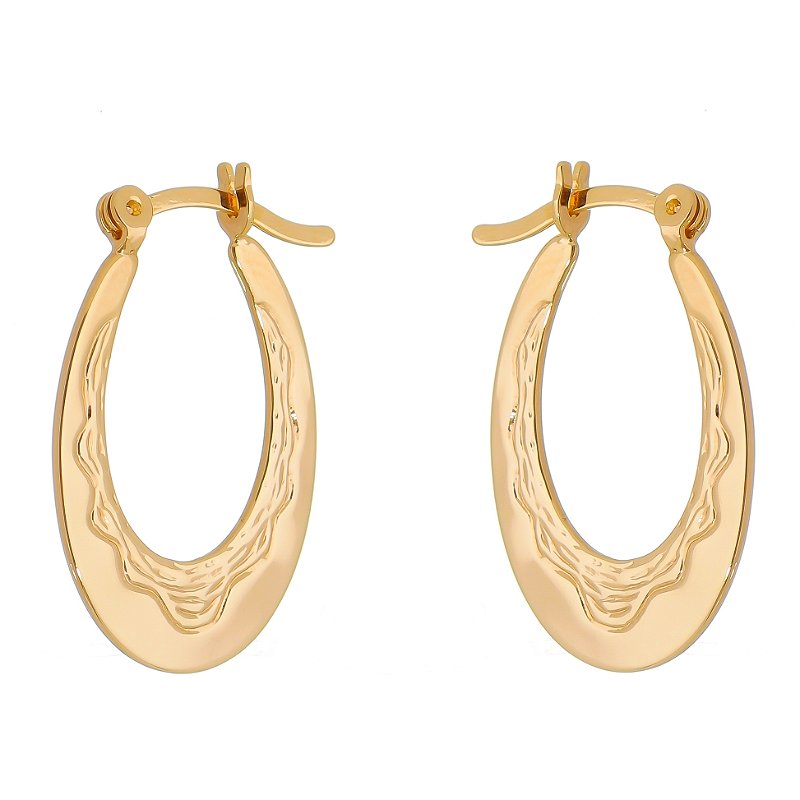 ARGOLA TRABALHADA FOLHEADA A OURO 18K