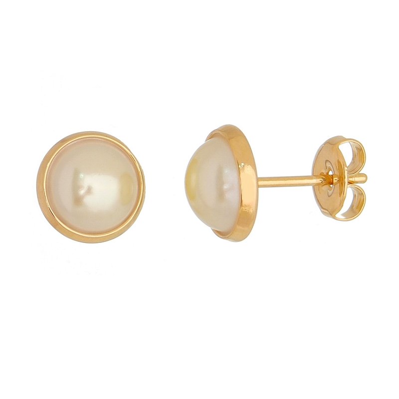 Brinco pérola folheado a ouro 18k