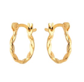 ARGOLA PEQUENA TRANÇADA FOLHEADA A OURO 18K