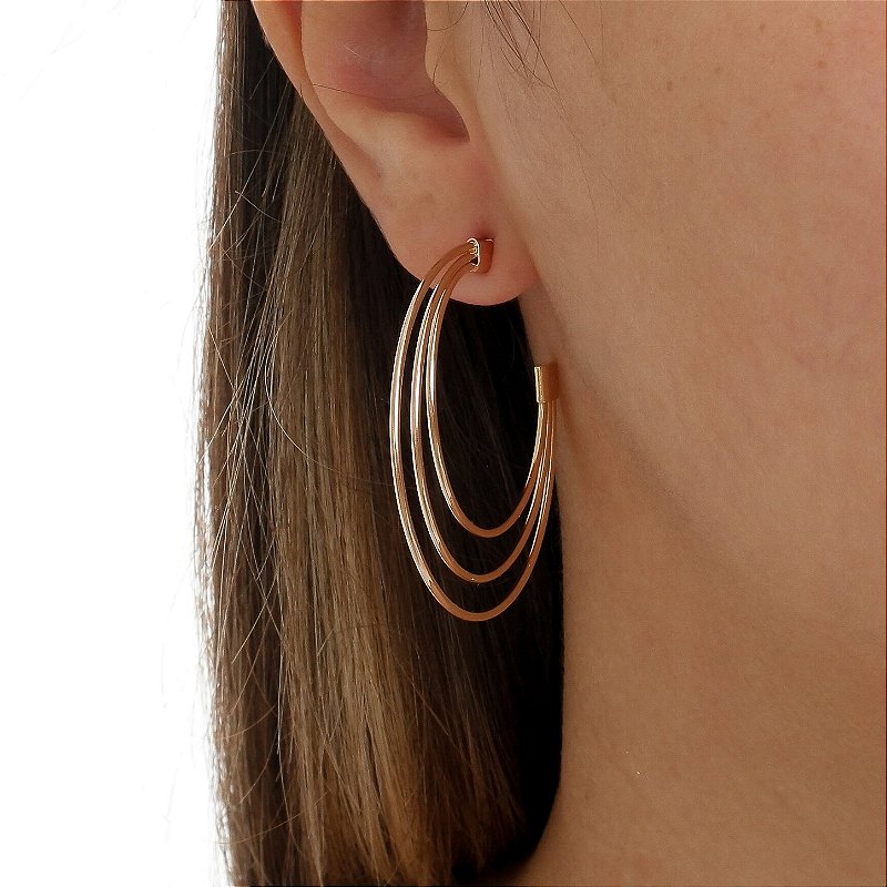 Argola 3 fios folheada a ouro 18k