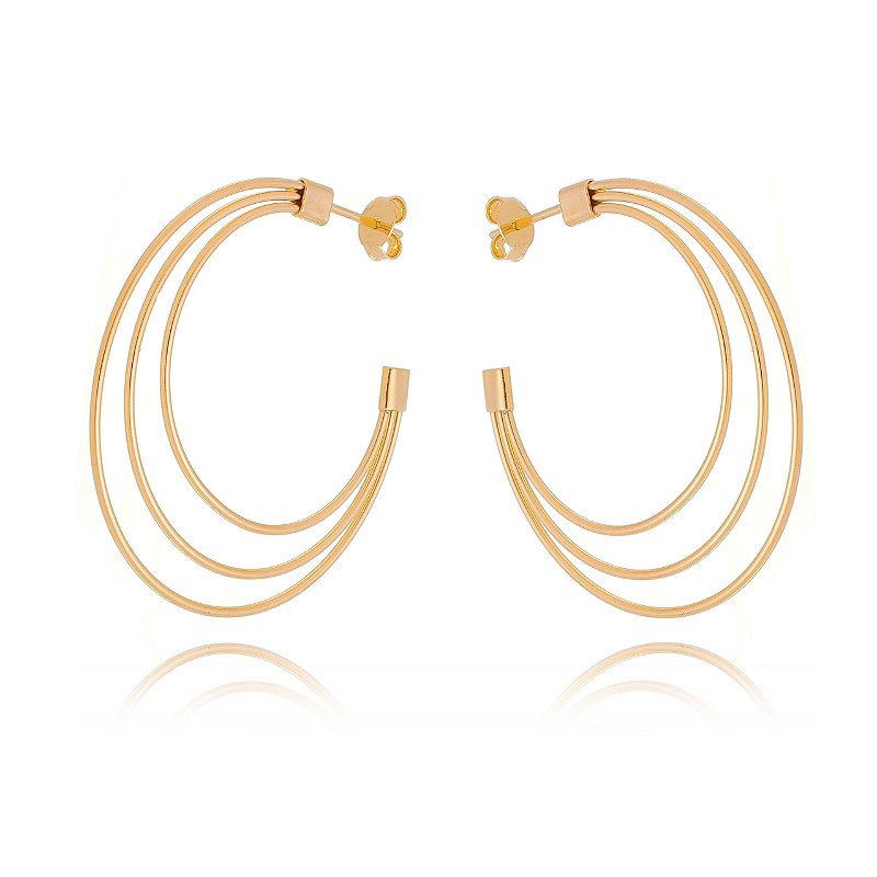 Argola 3 fios folheada a ouro 18k