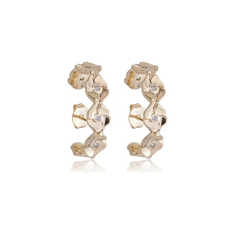Brinco Ear Cuff com zircônias folheado a ouro 18k
