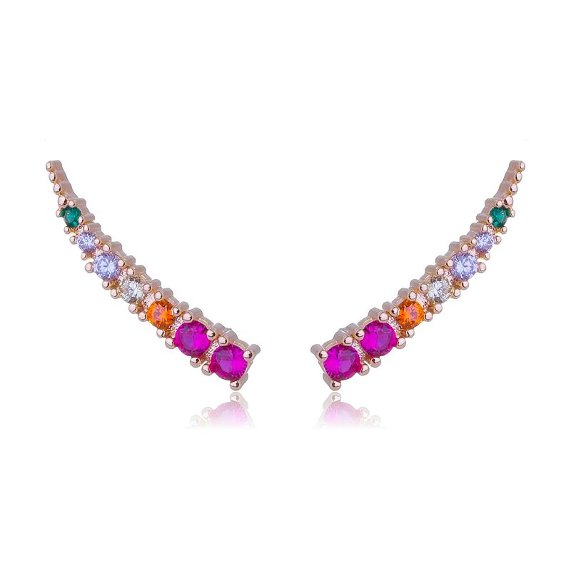 BRINCO COM ZIRCÔNIAS COLORIDAS FOLHEADO A OURO 18K
