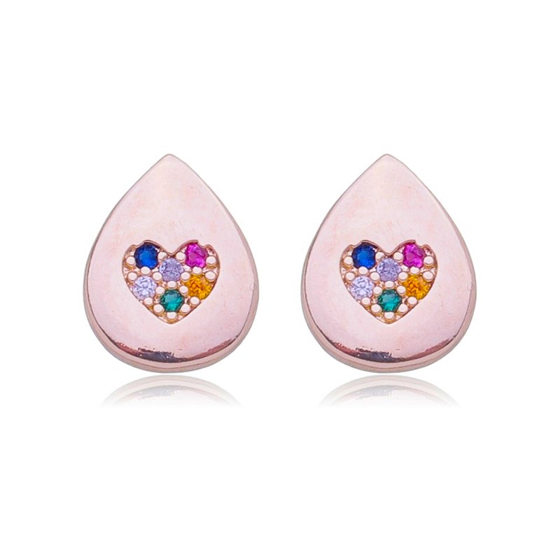 Brinco gota com zircônia folheado a ouro 18k