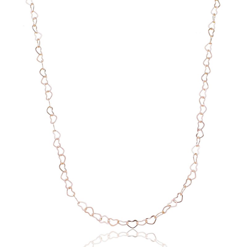 CORRENTE CORAÇÕES VAZADOS FOLHEADA A OURO 18K 45cm