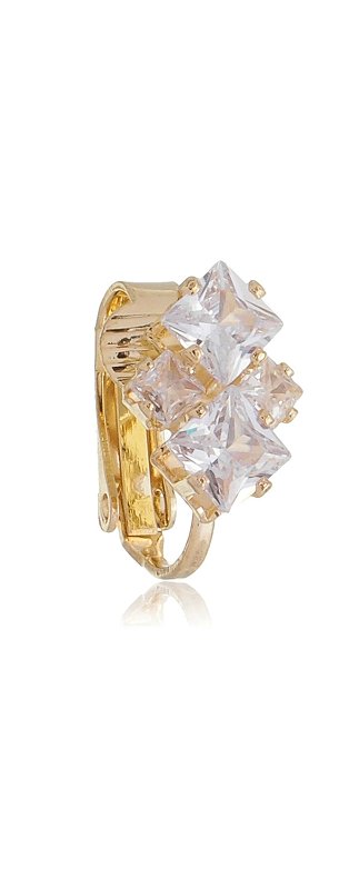 Brinco de pressão com zircônias folheado a ouro 18k - Unidade