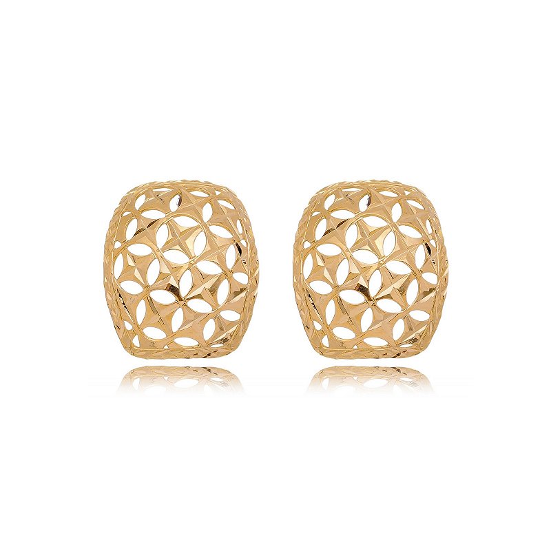 Brinco trabalhado folheado a ouro 18k