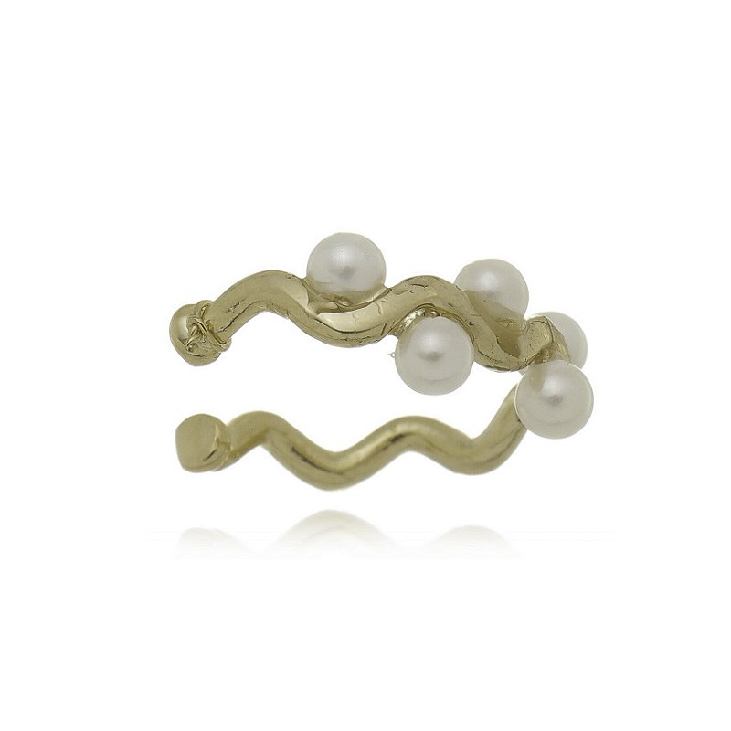 Piercing fake com pérolas folheado ouro 18k