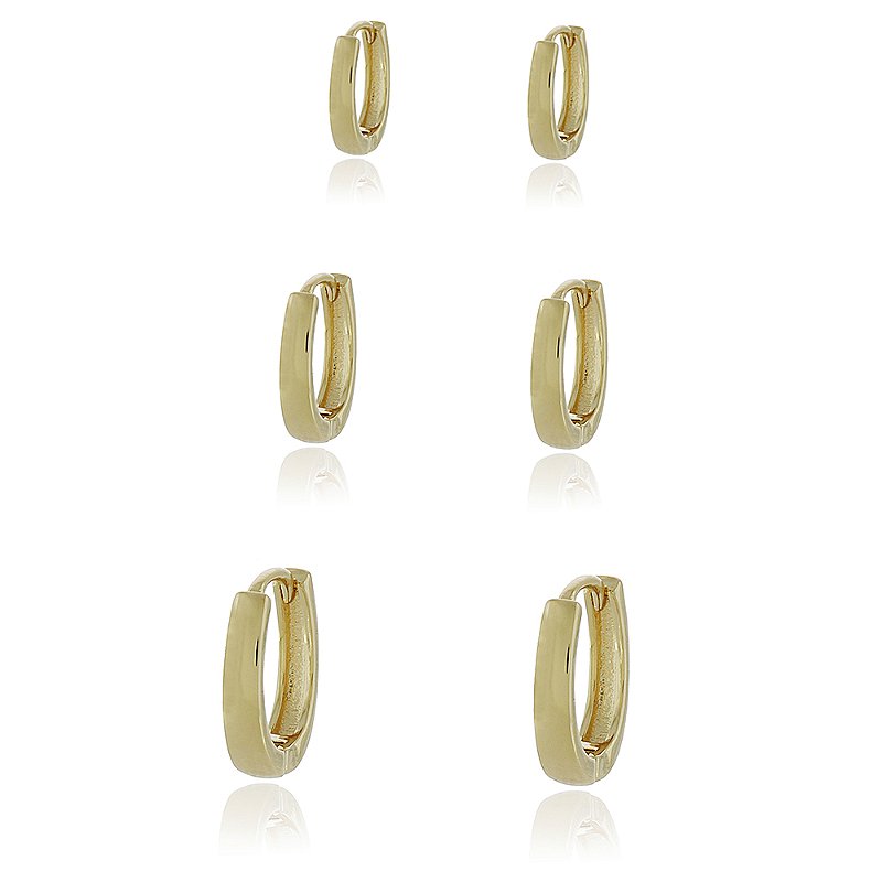 Argola trio folheada a ouro 18k