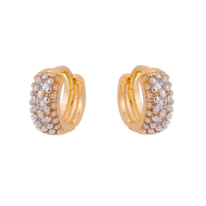 Argola infantil com zircônias folheada a ouro 18k