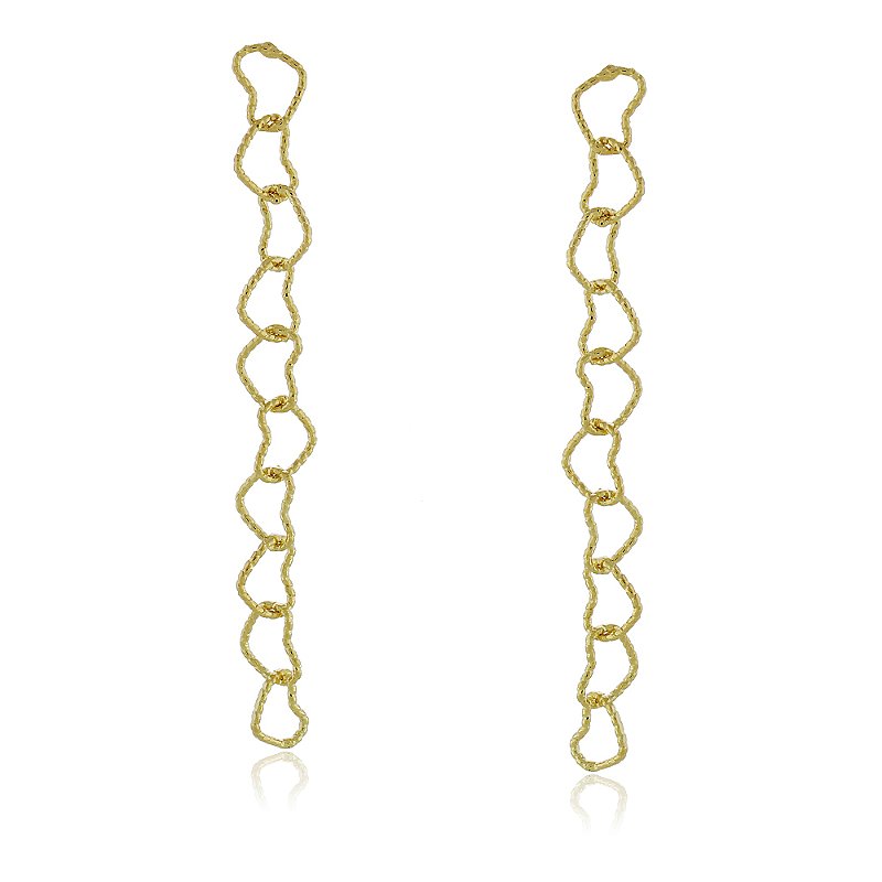 Brinco corações folheado a ouro 18k