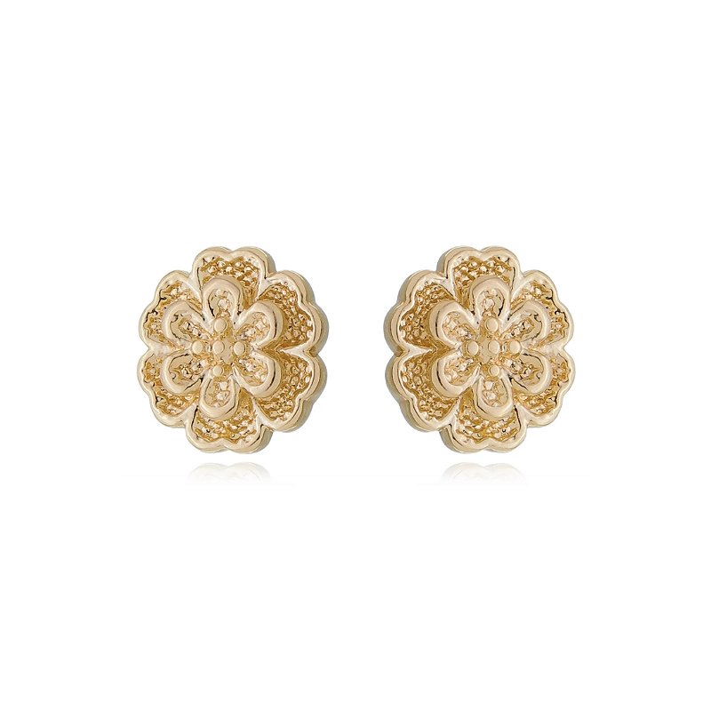 Brinco flor folheado a ouro 18k