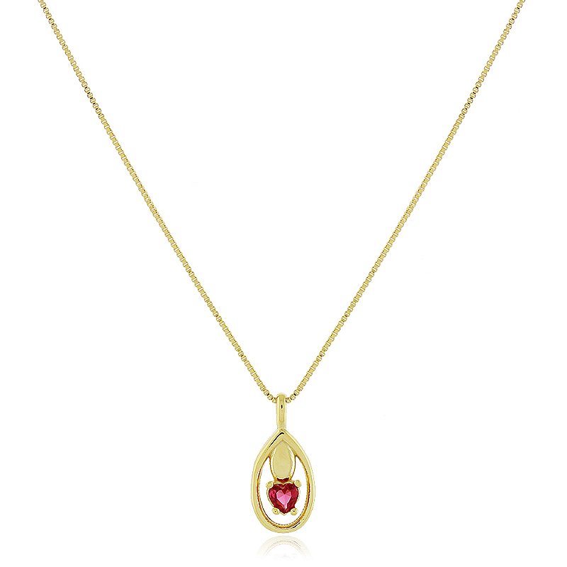 Gargantilha gota zircônia folheada a ouro 18k