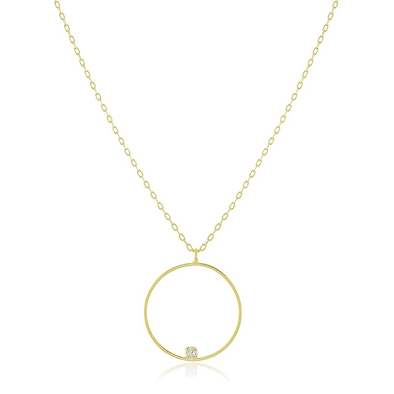 Gargantilha círculo com zircônia folheada a ouro 18k
