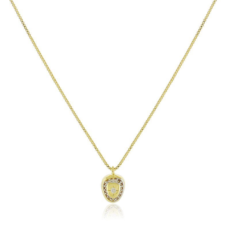 Gargantilha gomo com zircônias folheada a ouro 18k