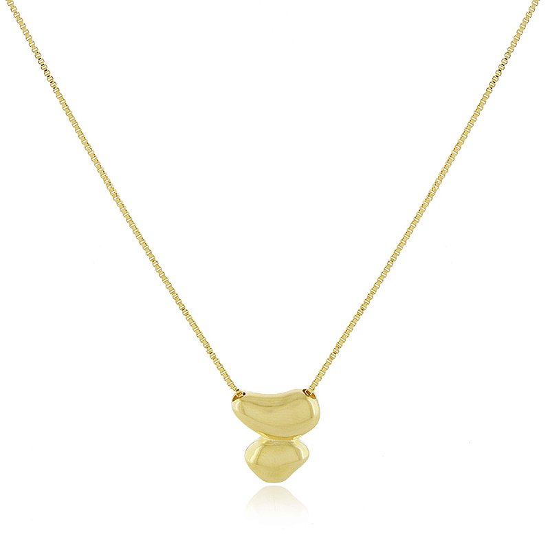 Gargantilha geométrico lisa folheada a ouro 18k