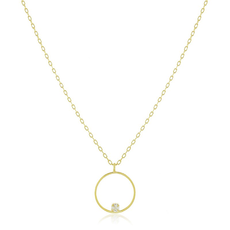 Gargantilha círculo pequeno com zircônia folheada a ouro 18k