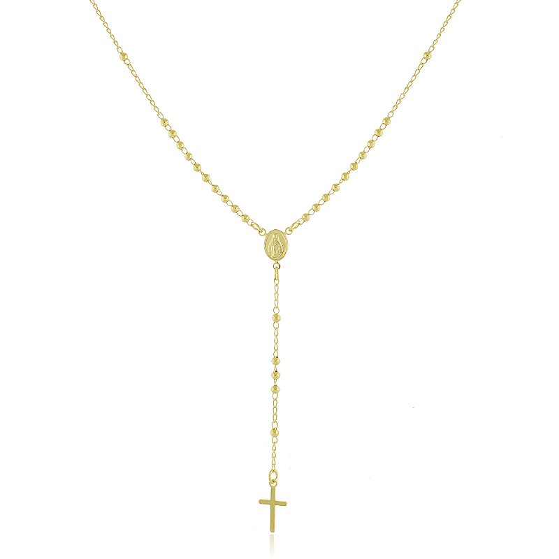 Gargantilha terço Nossa Sra. das Graças folheada a ouro 18k