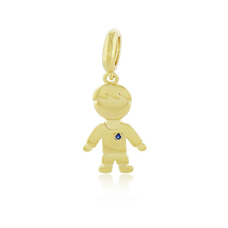 Pingente menino com zircônia folheado a ouro 18k