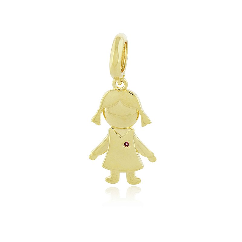 Pingente menina com zircônia folheado a ouro 18k