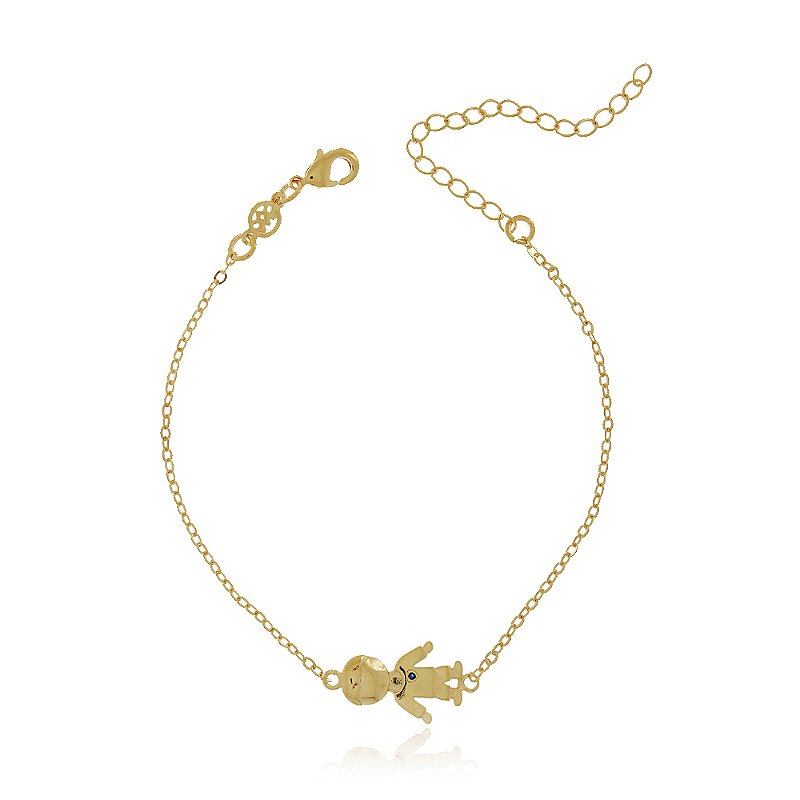 Pulseira menino com zircônia folheada a ouro 18k