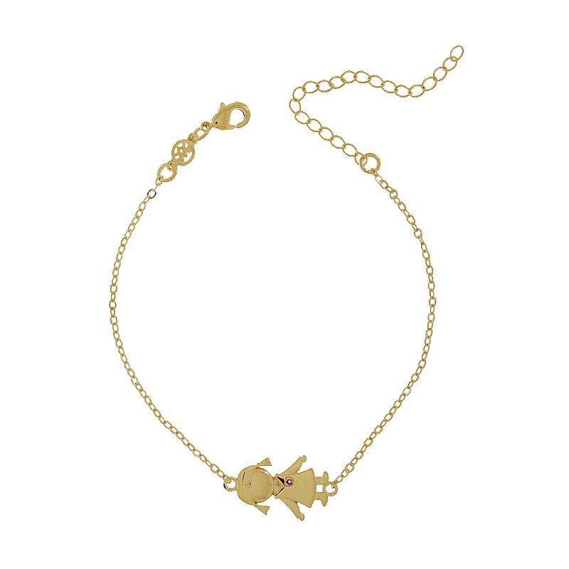 Pulseira menina com zircônia folheada a ouro 18k