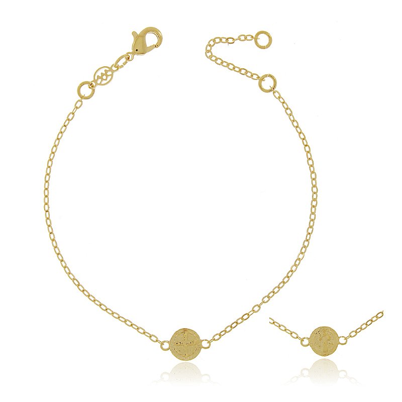 Pulseira São Bento pequeno folheada a ouro 18k