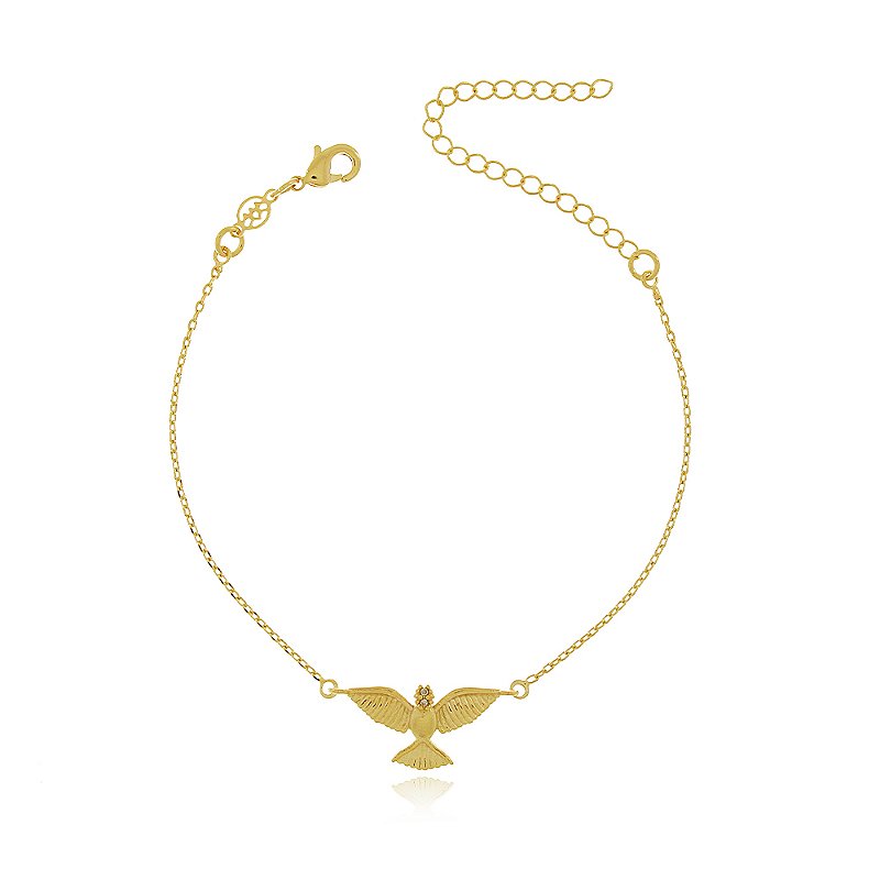 Pulseira Espírito Santo com zircônia folheada a ouro 18k