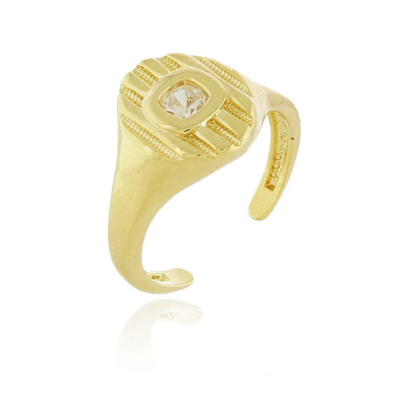 Anel dedinho com zircônia folheado a ouro 18k