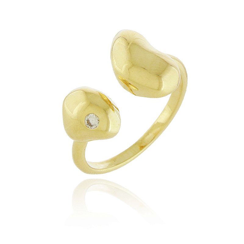 Anel aberto orgânico folheado a ouro 18k