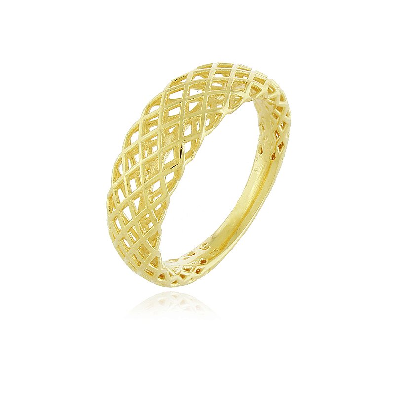 Anel telado folheado a ouro 18k