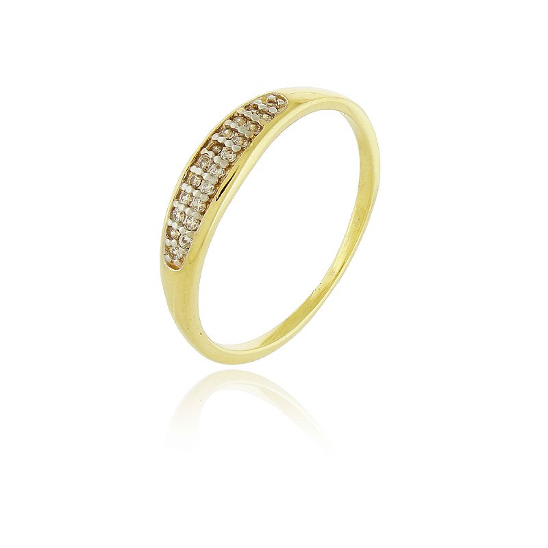 Anel fino com zircônia folheado a ouro 18k
