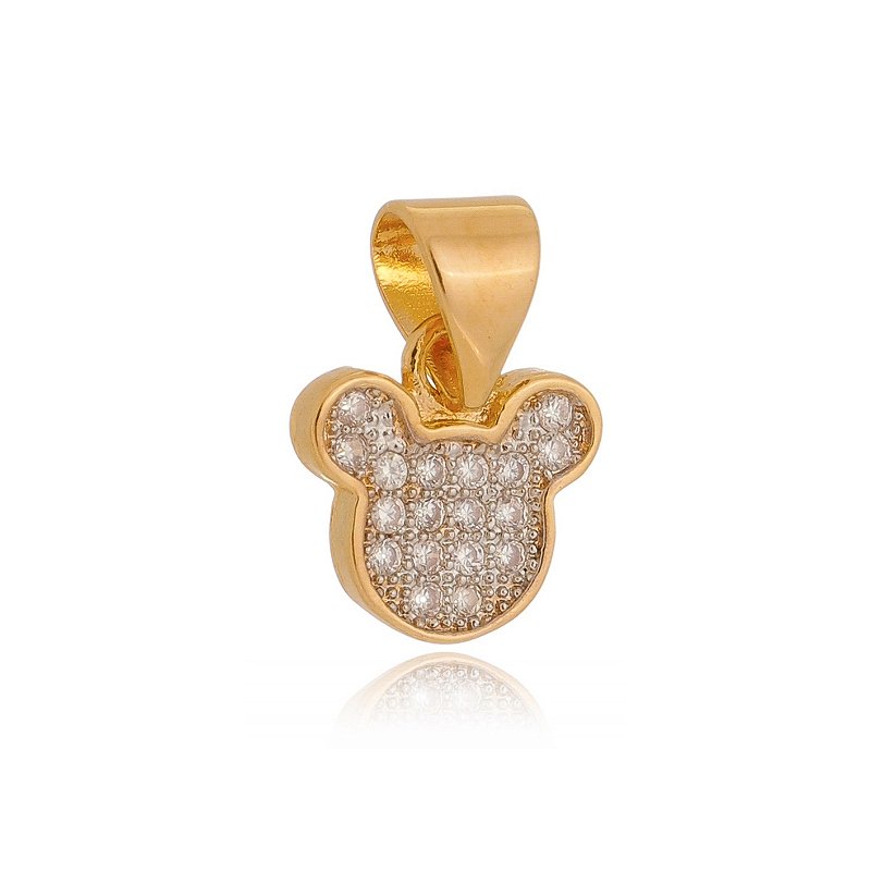 Pingente Minnie com zircônias folheado a ouro 18k