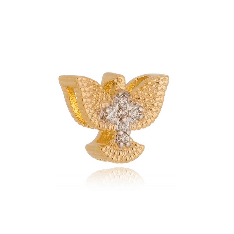Pingente Espírito Santo com zircônias folheado a ouro 18k