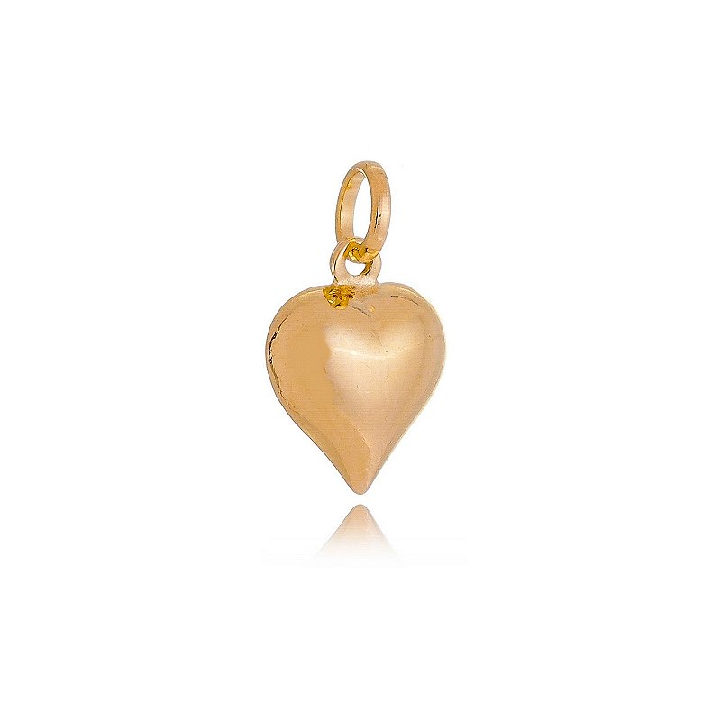 Pingente coração liso folheado a ouro 18k