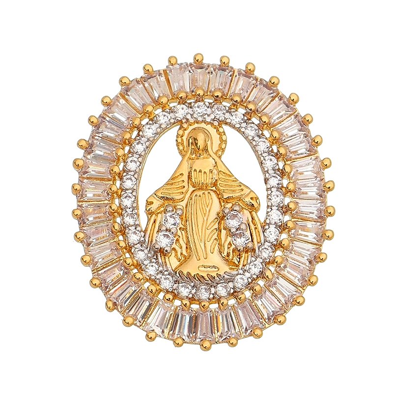 Pingente Nossa Senhora das Graças com zirconias folheado a ouro 18k