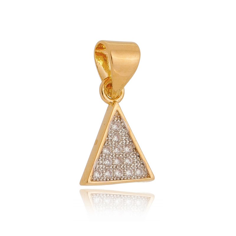 Pingente Triângulo com zircônias folheado a ouro 18k