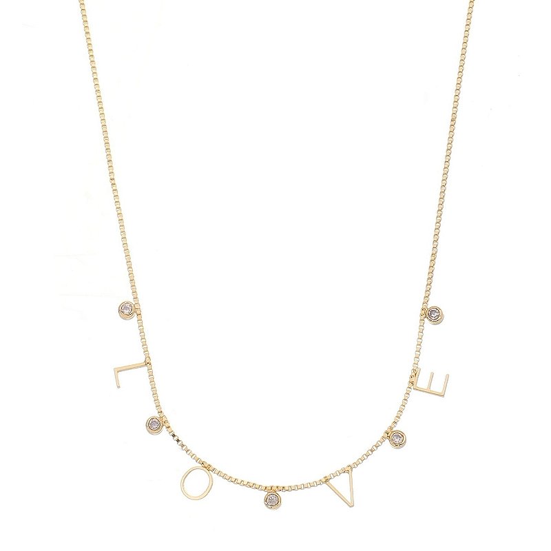 Gargantilha Love com zircônias folheada a ouro 18k