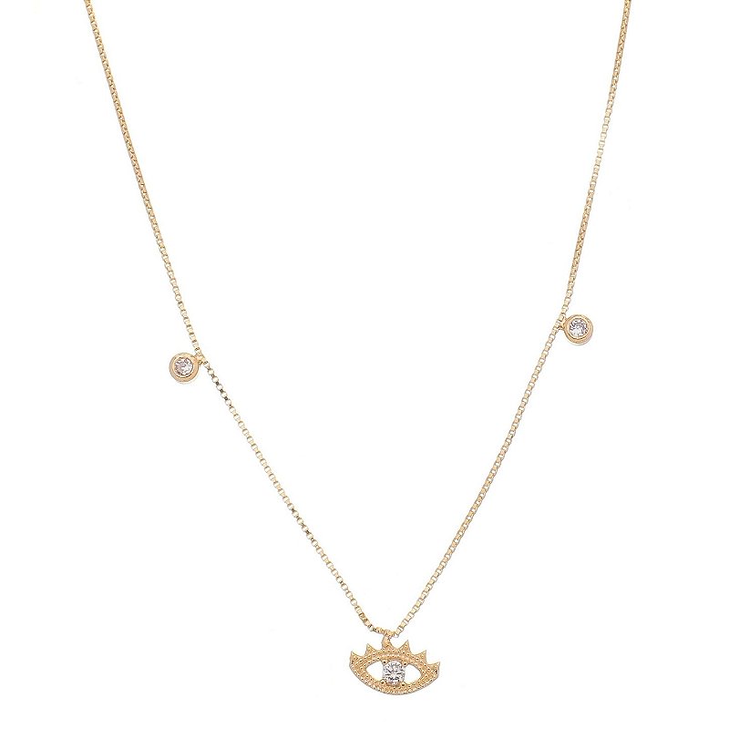 Gargantilha olho greco com zircônia folheada a ouro 18k