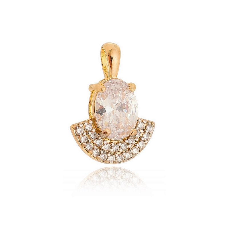 Pingente com zircônias folheado a ouro 18k