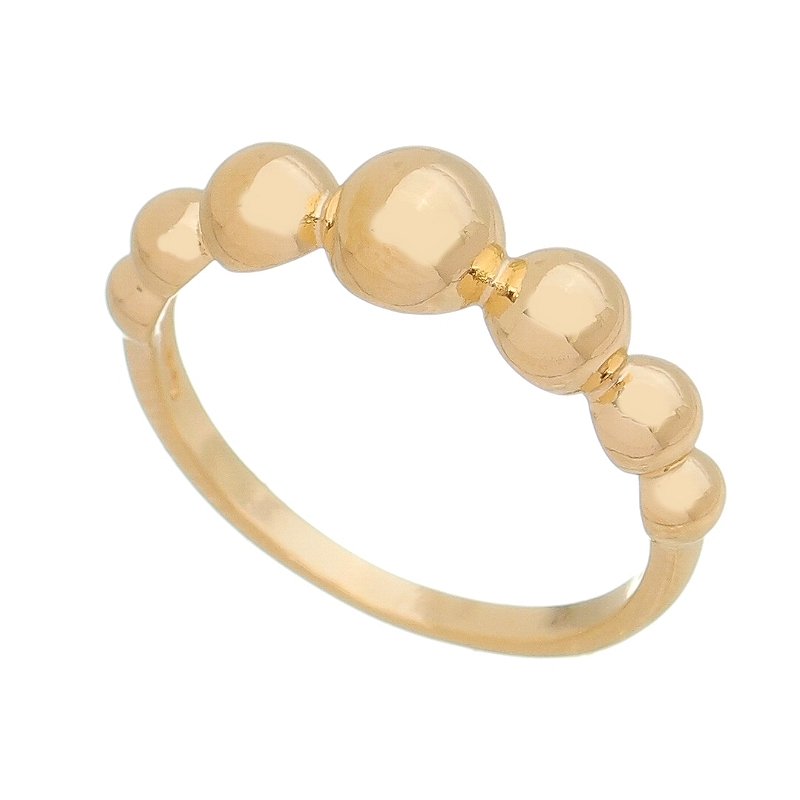 Anel bolas lisas folheado a ouro 18k