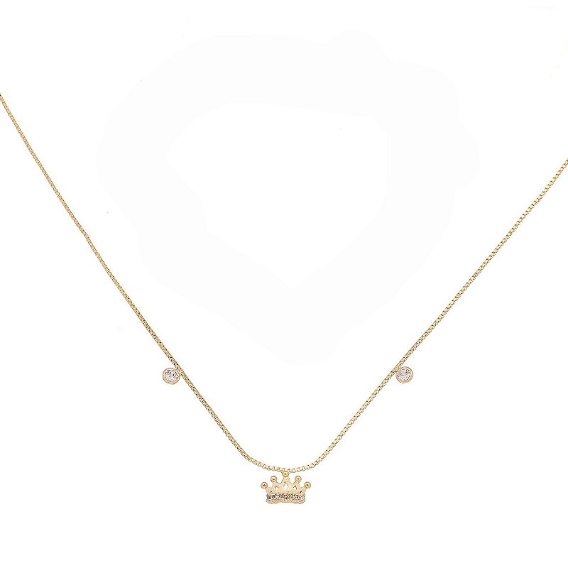 Gargantilha coroa com zircônia folheada a ouro 18k