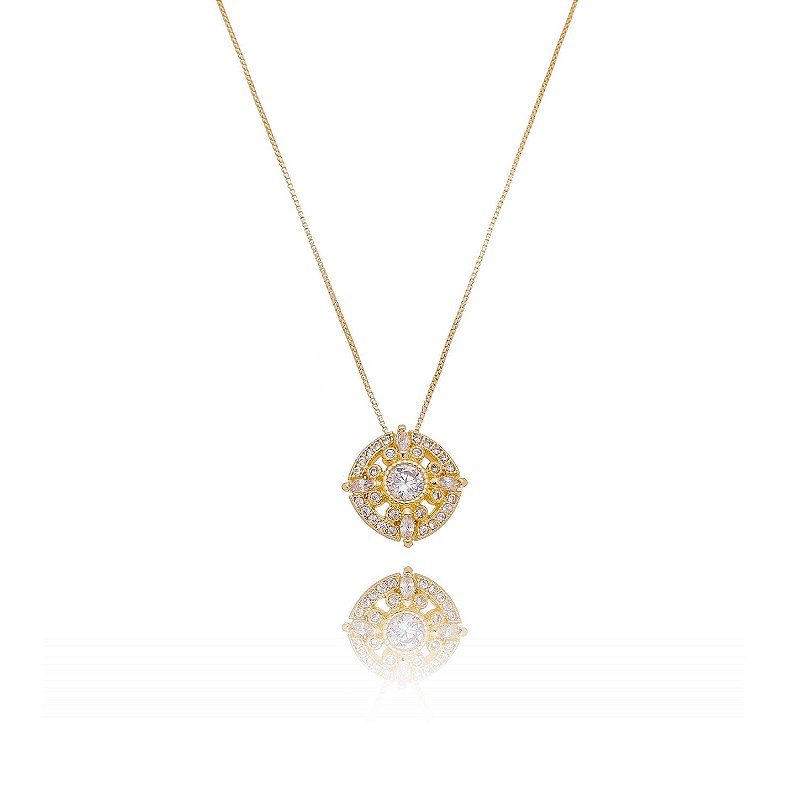 Gargantilha com zircônia folheada a ouro 18k
