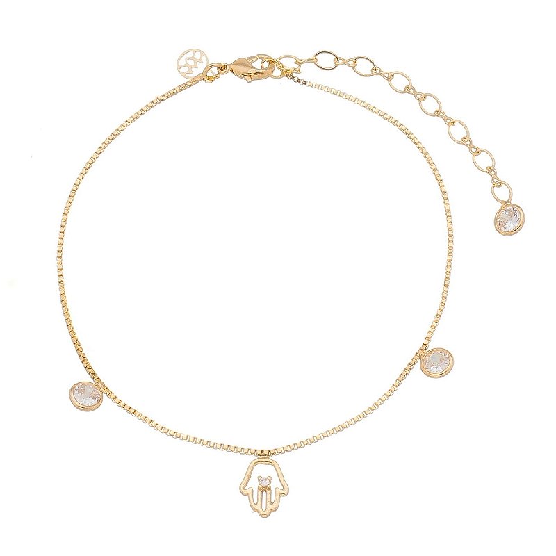 Pulseira mão de Hamsa folheada a ouro 18k