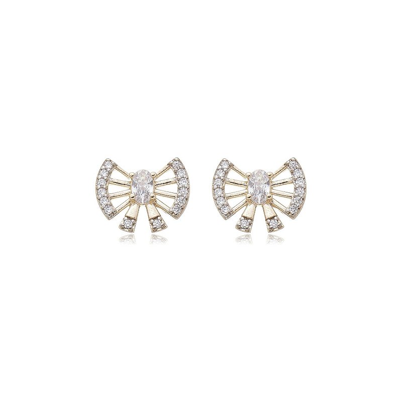 Brinco com zircônias folheado a ouro 18k