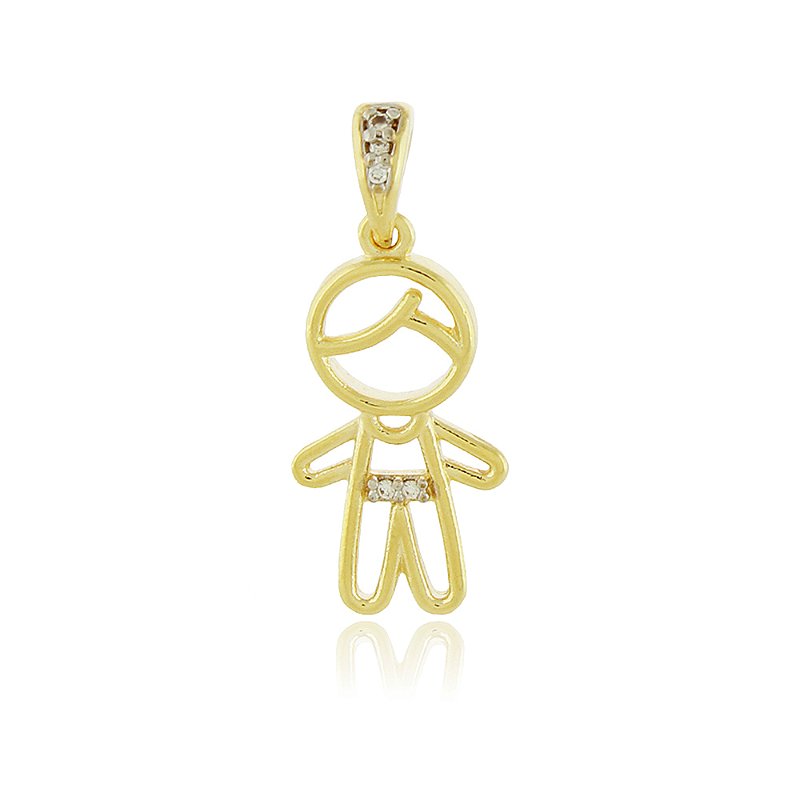 Pingente menino com zircônias folheado a ouro 18k